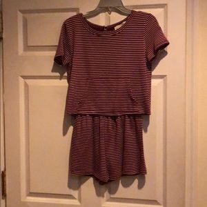 Purple striped romper